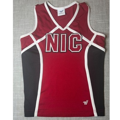Varsity Spirit Kids Cheerleading Uniform Shell Top Red Black NIC V-Neck