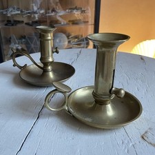 Lot de 2 bougeoirs décoratifs en laiton doré avec poignée, bougie effilée