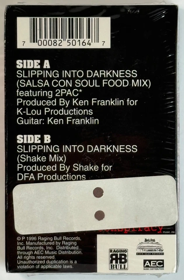 Funky Aztecs – Slipping Into Darkness feat 2Pac Cassette Single 1996 Sealed - Image 2 of 3
