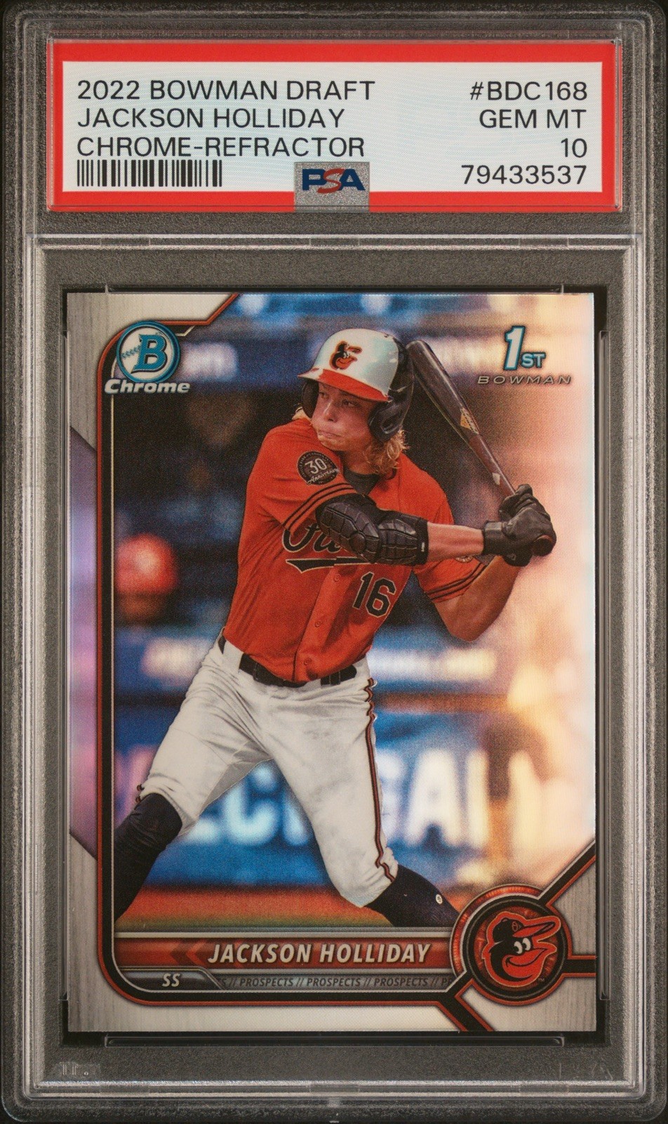2022 Bowman Draft Jackson Holliday Chrome 1st Refractor #BDC-168 PSA 10 GEM MINT