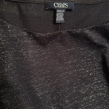 Chaps Women Dress Party Wedding Black Silver Sparkles Ruched Side 3/4 sleave 16W