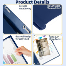 30 Pack Plastic Report Covers with 3-Prong Fasteners Clear Front Presentation...