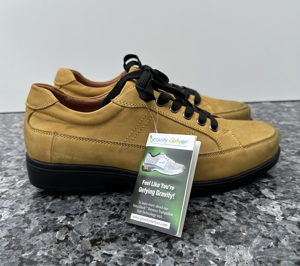 SAOLA Gdefy Gravity Defyer scarpe da passeggio casual in pelle gialla da uomo taglia 8 5