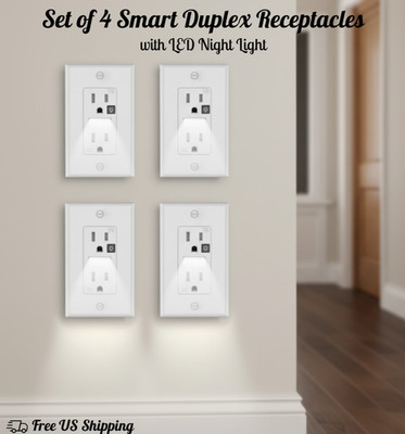 Sozulamp Illuminated Wall Outlet TR Socket White Safe Easy Install Set of 4