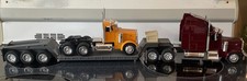 New-ray Peterbilt Low Boy Tractor Trailer Hauling Yellow Peterbilt Die Cast