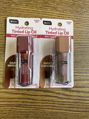 B Pure Hydrating Tinted Lip Oil Set In Dark Merlot And Sweet Caramel