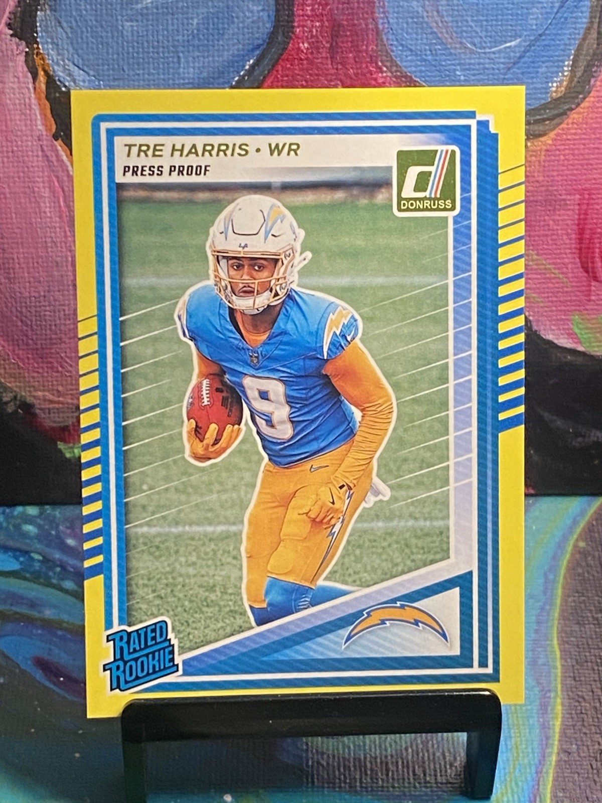 2025 Panini Donruss Tre Harris Yellow Press Proof Rated Rookie #329 Chargers