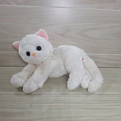 TY Silk Classic Crystal White Plush Kitty Cat Blue Eyes Shell TySILK Stuffed Toy