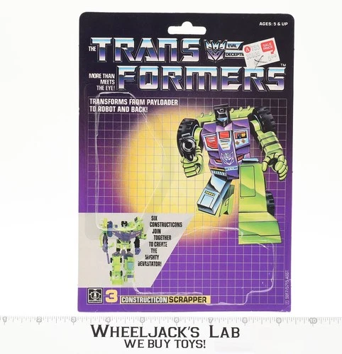 Scrapper Cardback Vintage 1985 G1 Transformers Action Figure