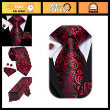 Men's Paisley Floral Silk Tie Set - Striped Necktie, Pocket Square  Cufflinks f