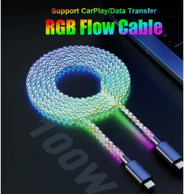 100W RGB USB-C auf USB-C Schnellladekabel mit Atemlicht für Samsung & Huawei