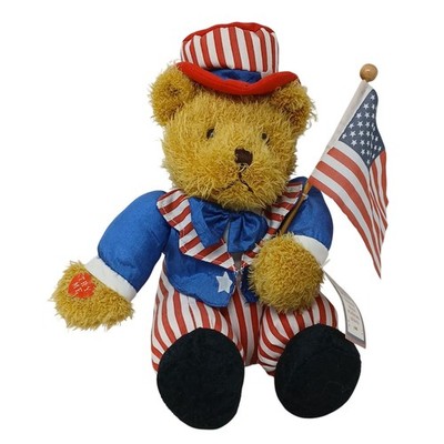 Ganz  Uncle Sam Teddy Bear God Bless America Patriotic Plush 9'' No Sound #S1-C