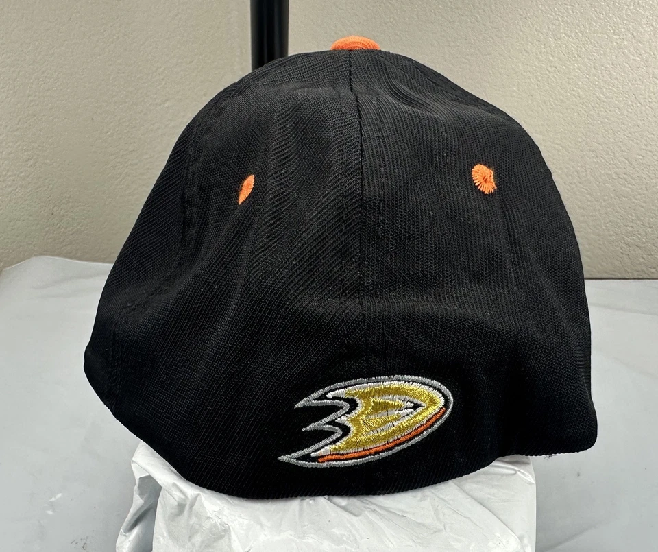 Gorra ajustada Zephyr Stretch M/L NHL Mighty Ducks negra/naranja unisex nueva Foto 4 de 4