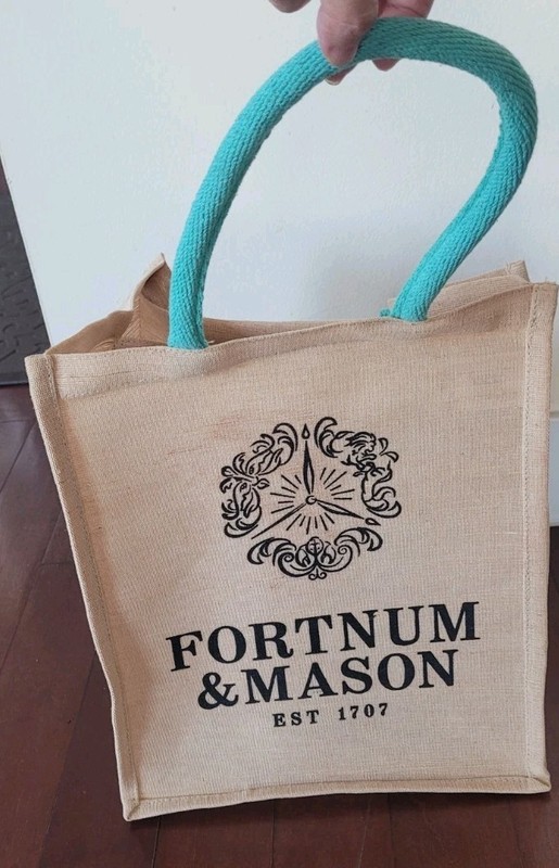 New with tag Burlap Wine Bag  100% Jute - Phrase On Front & Back
