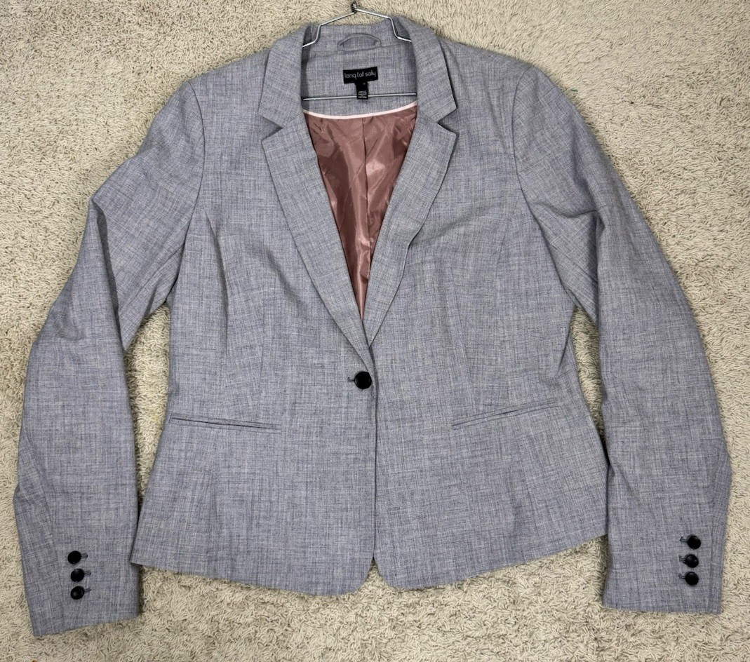Long Tall Sally Women’s Gray One Button Blazer Size 16 Corporate Career Office