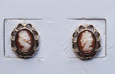Vintage 9ct Gold Cameo Earrings Hallmarked London 1984