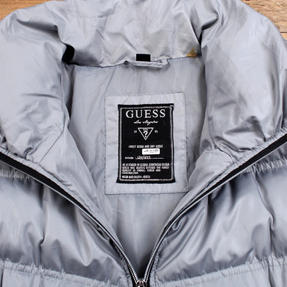 Chaqueta Guess Puffer L Mujer 00s Gris Aislante Invierno Relleno Cálido - Imagen 3 de 4