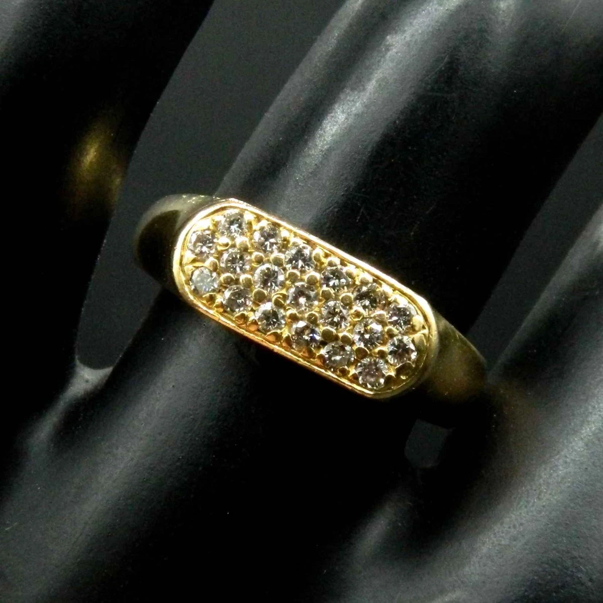 Bague Chevalière En Or Jaune 18 Carats Avec Diamants - Taille 56, Occasion