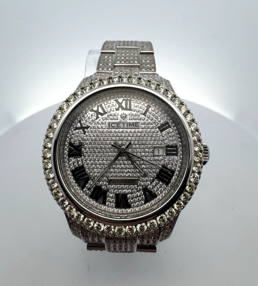 Ice Time 43mm Men's Automatic Silver Watch Iced Out w/Diamonds - NICE!!! - Image 2 of 4