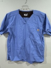 Carhartt Scrub Top Adult Blue Ripstop Utility V Neck Medical Nursing Men Medium