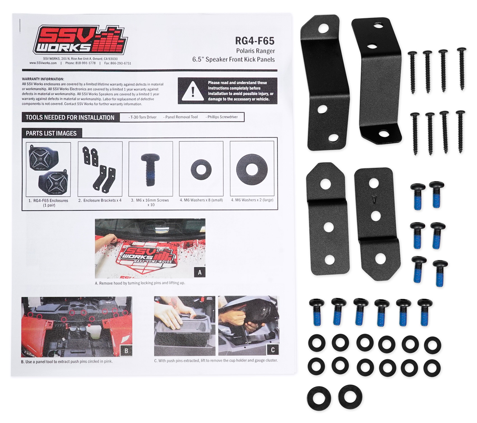 Водонепроницаемые колонки Kick Panel для башенных динамиков Polaris Ranger XP1000 2018 года выпуска