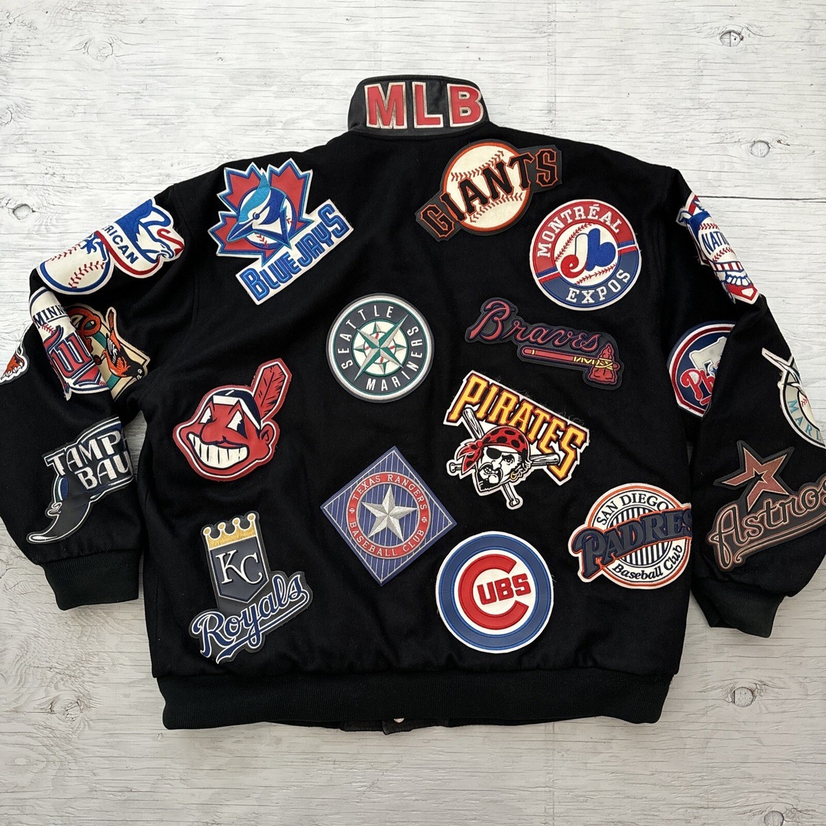 Vintage 90s JH Design MLB Patch Wool Blend Reversible Vintage 90s JH Design MLB Patch Wool Blend Reversible