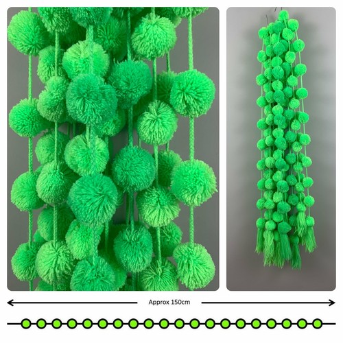 1 x 150cm Handmade Coloured Pompom String Garland with 20 Pom Poms - Picture 7 of 23