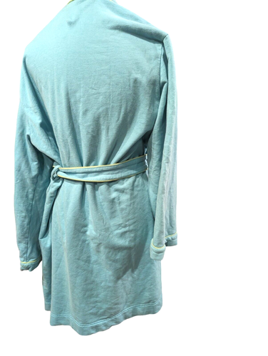 Nick & Nora Holiday Cotton Baby Blue Inner Back Owl Housecoat/Robe Beach Sz S/M - Picture 5 of 10