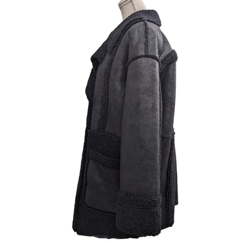 Badgley Mischka Raymonde Faux Shearling Coat Mixed Media Size L NWOT - Picture 11 of 17