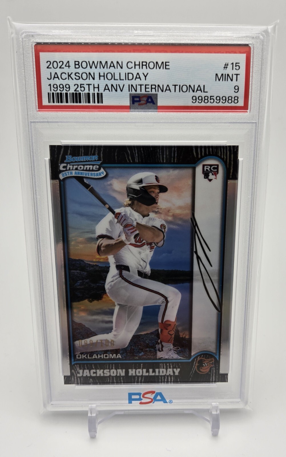 2024 Bowman Chrome Jackson Holliday 25th Anniversary International #/100 PSA 9