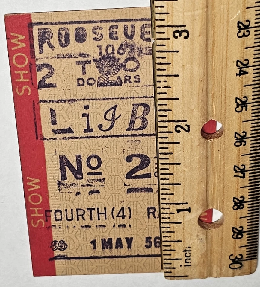 Boleto de colección 1956 NY Roosevelt Raceway talón arnés de motor automático instalaciones de carreras Foto 3 de 4