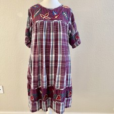 Vintage National Sz Medium Purple Plaid House Dress Robe MuuMuu Nightgown Duster