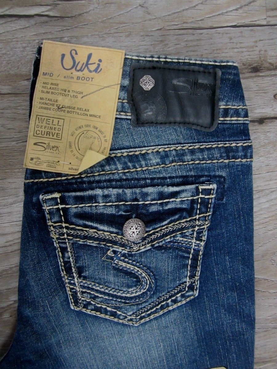 Jean Surplus Suki argenté femme 32 bootcut délavé foncé mi-hauteur