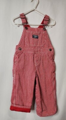 Vintage OshKosh B'Gosh Red/White Stripe Bib Denim Lined