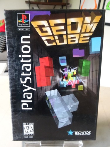 Technos Geom Cube PS1 PlayStation 1 1995 Long Box - CIB TESTED W. FOAM & MANUAL - Picture 2 of 7