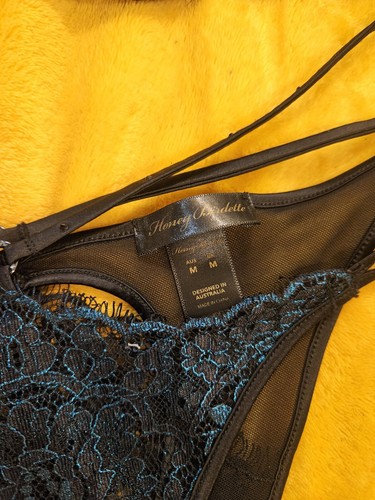 HONEY BIRDETTE TYLA TEAL BRA & BRIEF SIZE 12A / M Lace Lingerie Shimmer Glitter - Picture 4 of 18