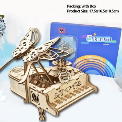 Zum Selbermachen 3D Holzpuzzle Spieluhr Klavier Modellbausatz für Wohnkultur Geschenk Erwachsene, Kinder