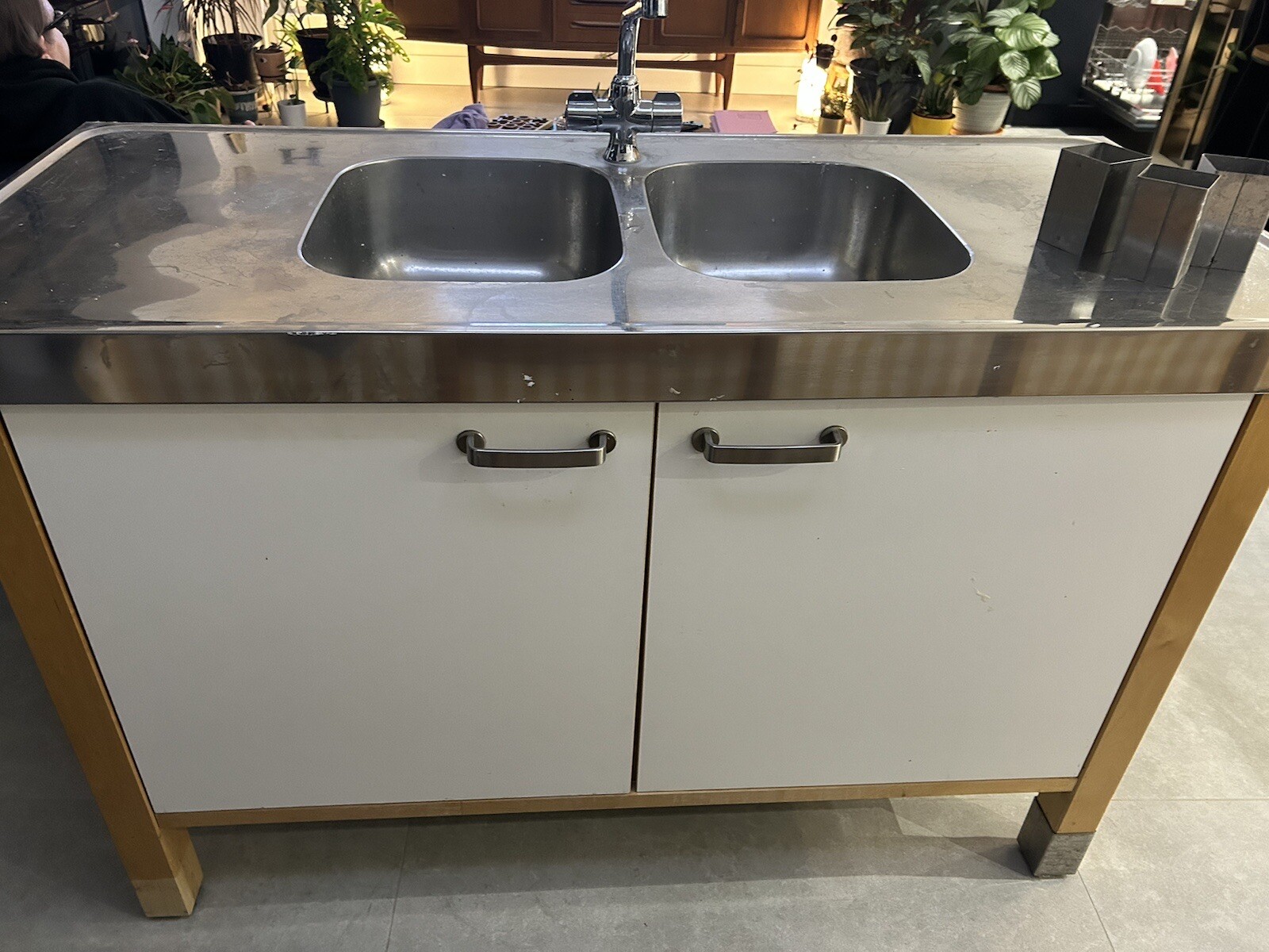 IKEA VARDE KITCHEN SINK UNIT AND TAP. STAINLESS STEEL AND BEECH. eBay