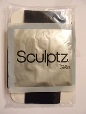 Women's Sculptz by Silkies Black Swirl Patterned Shaping Pantyhose - Size S