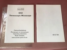 Carl Zeiss Aus Jena GSZ Stereozoom Manual Operating Instruction Booklet 30-G 736
