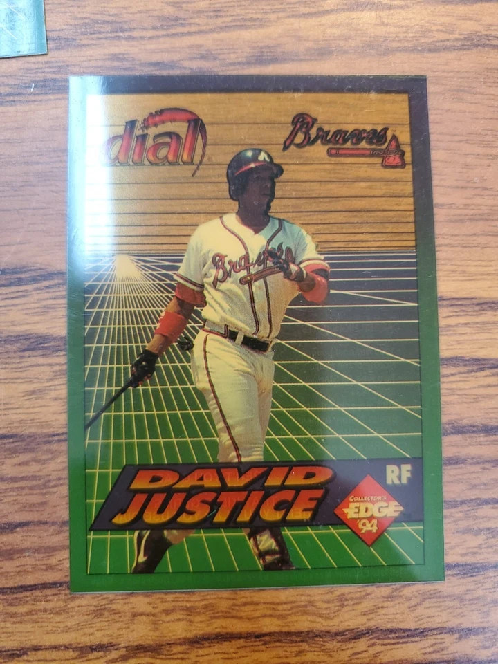 (10-TARJETAS) 1994 Collector's Edge MLB esfera de béisbol promoción David Justice (TARJETA 1) Foto 2 de 4
