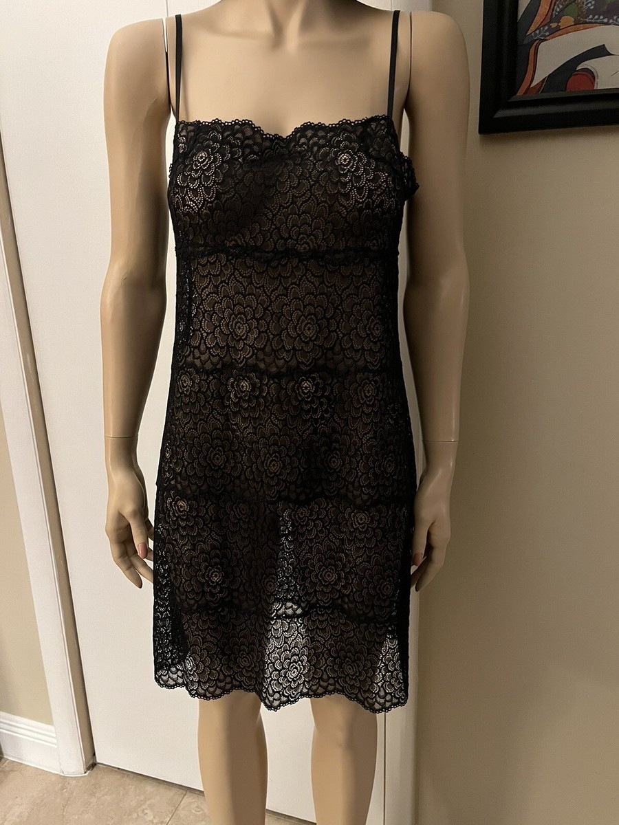 $250 Josie Natori Flurry Black Lace Gown Size L New W/tags