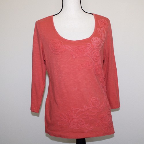 Blusa túnica adornada naranja manga larga talla M 1/8 de Chico's para mujer. - Imagen 11 de 12