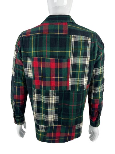 Polo Ralph Lauren Mens Medium Shirt Plaid Patchwork Flannel Light Patch Madras - Picture 4 of 9