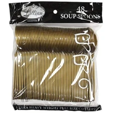 Gold Heavy weight Plastic Spoons 48 Pieces Tableware Decorations for Parties
