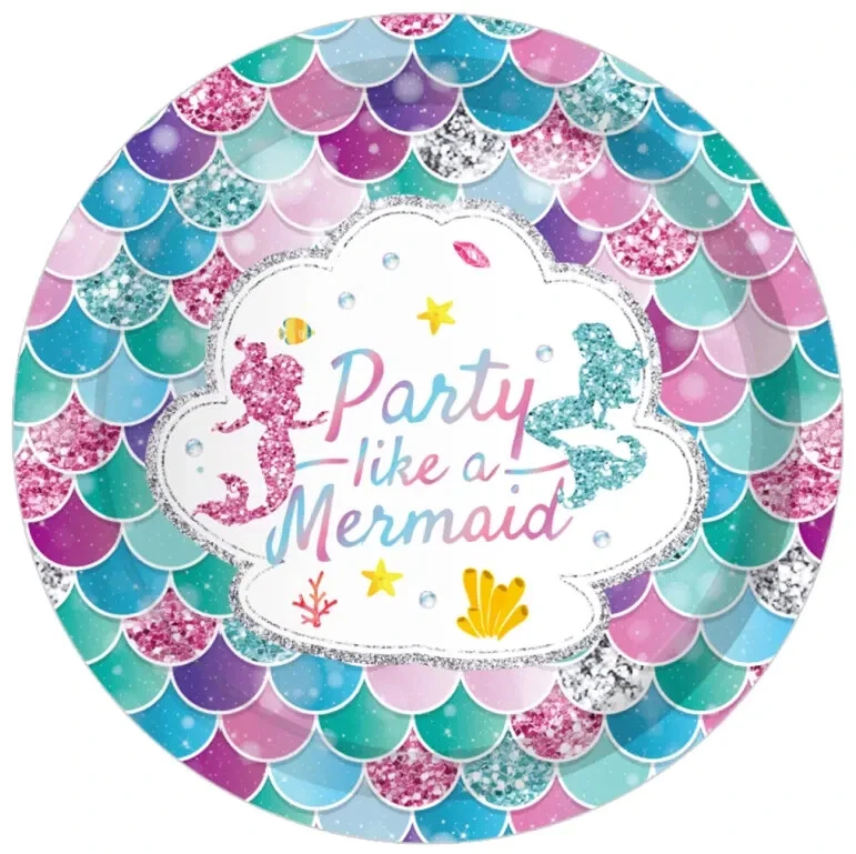Rainbow Mermaid Party Tableware 81 Pcs Dinnerware Birthday Party Supplies - Image 4 of 4