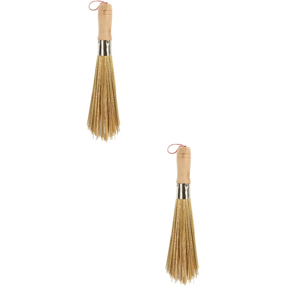 2pcs Pan Pot Scrubbing Brush Wok Cleaning Brush Bamboo Wok Cookware