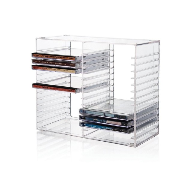 Stackable Clear Plastic CD Holder holds 30 standard CD jewel cases eBay