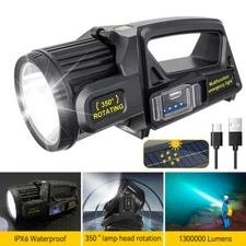 LED Solar Light USB Rechargeable Spotlight Flashlight Hand Held Searchlight Lamp