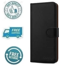 New Black Phone Case Folio Wallet Cover With Card Slot For Samsung Galaxy A24 4G